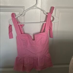 Pink Sleeveless Pleated Top